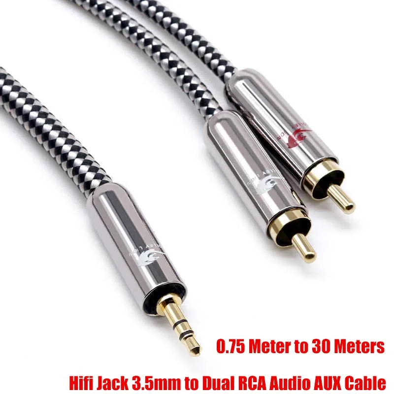 

Hi-fi Jack 3.5mm to Dual RCA Audio AUX Cable for Phone Car Laptop Connect Speaker Subwoofer HDTV 3.5 to 2 RCA Shielded Cords