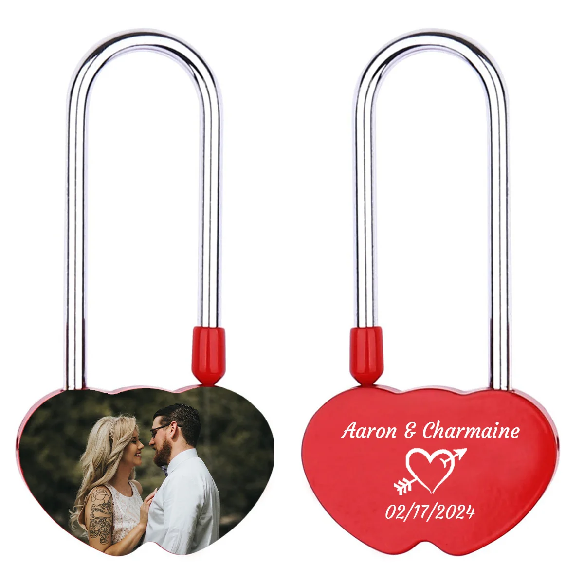 Personalized Engraved Red Padlock Heart Love Lock Anniversary Valentine's Day Wedding Birthday Gift Custom Present for Couples