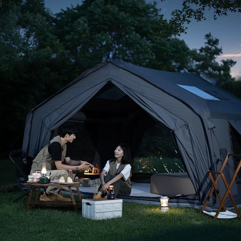 10 Flat Inflatable Tent Outdoor Camping Overnight Rain Protection Sun Protection Cabin Camping Travel Outdoor Family
