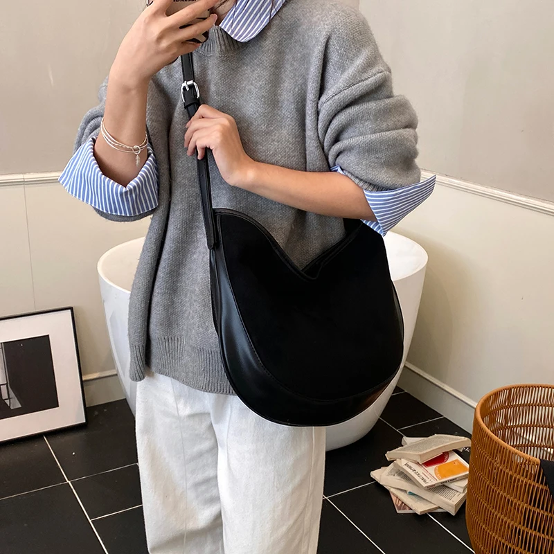 Faux Suede Super Popular Niche Suede Shoulder Bag for Women 2026 Hot Sale Crossbody Bags Large Tote Soft Pu Leather Sweet Bags