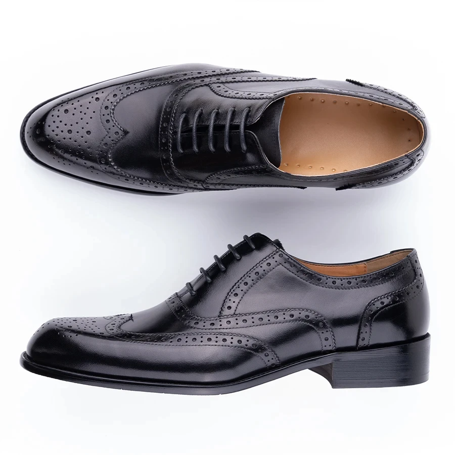 Fashion New Trend Oxford Shoe Mens Handmade Carving Craft Wedding Party Shoes Elegant Genuine Leather Lace Up Derby Shoes