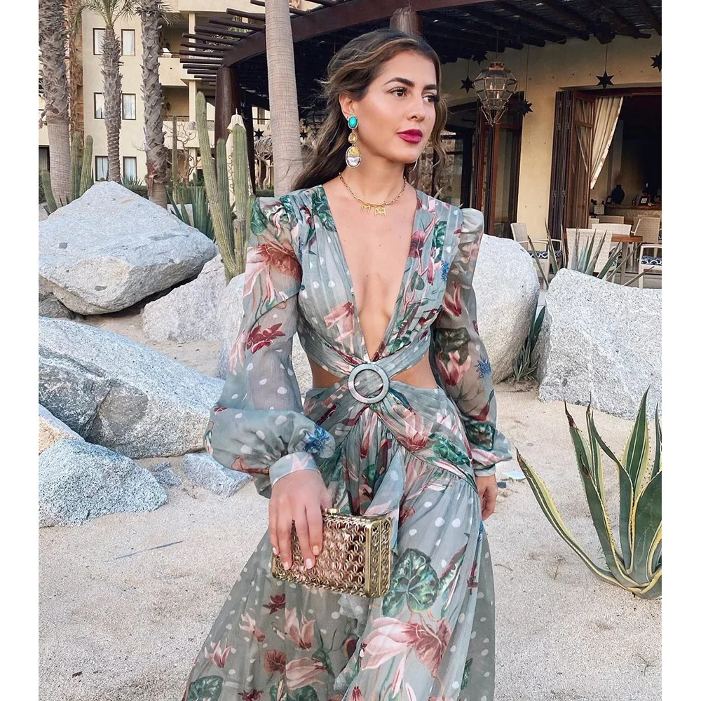 Vestido de playa de verano, traje de baño Floral con cinturón estampado, traje de baño para mujer, traje de baño largo con hombros descubiertos, ropa de playa, traje de baño Bandeau Halt