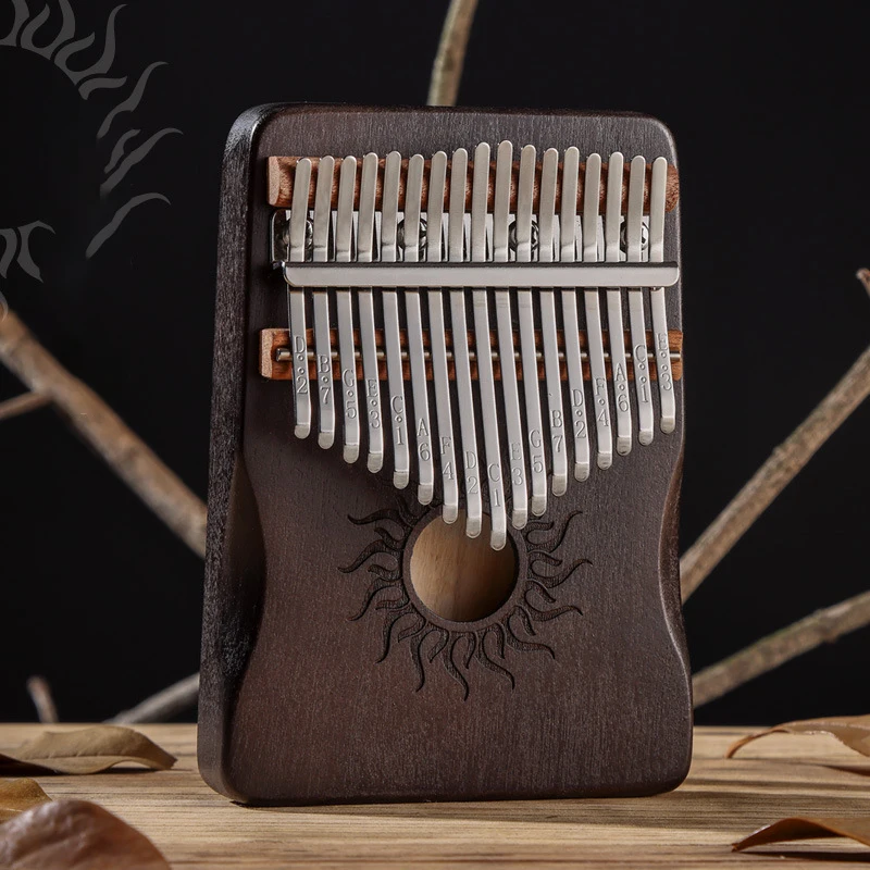 Hluru Kalimba 21 Tasten Musikinstrument Vollholz Ahorn Kalimba 17 Tasten mit Schallloch Mbira für Anfänger