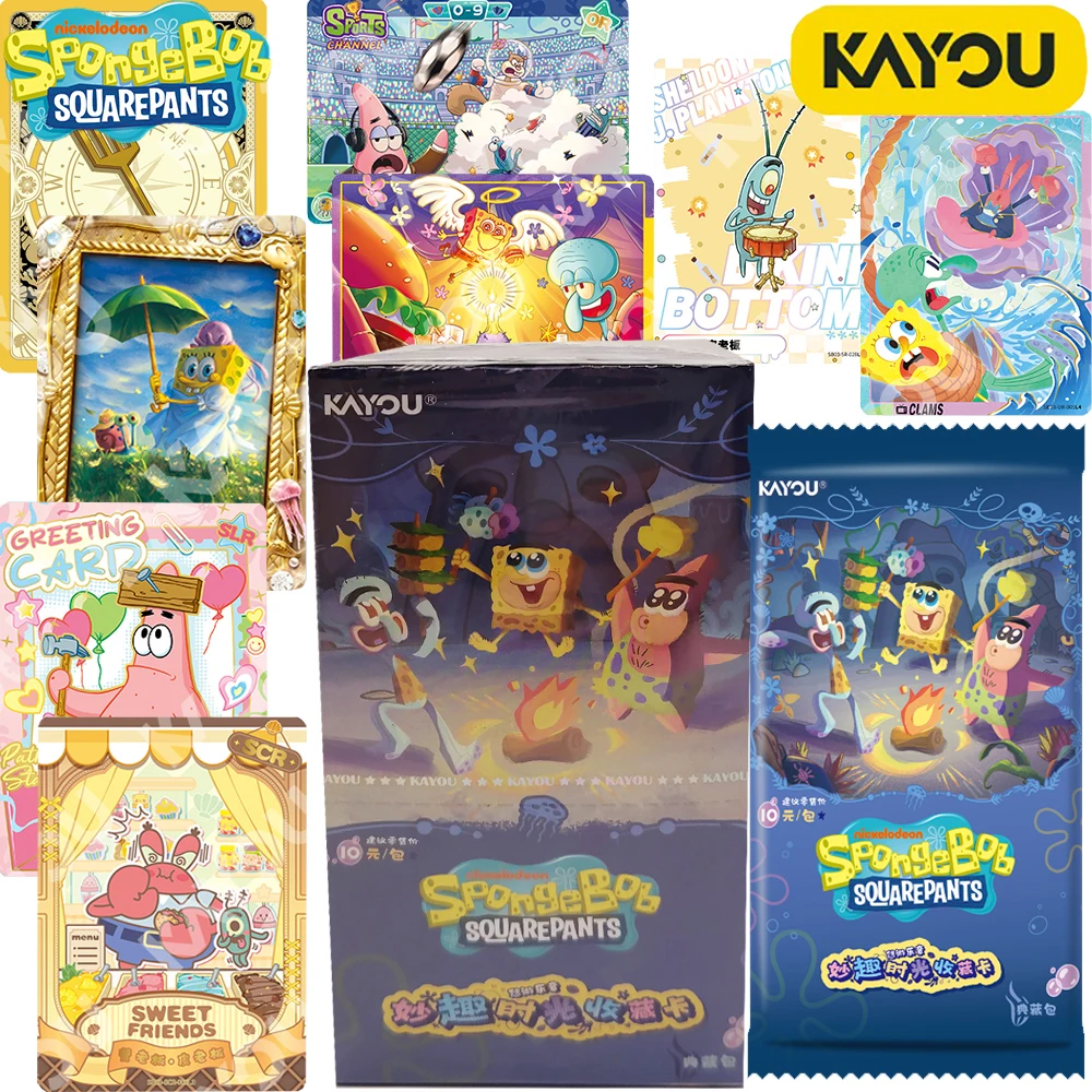 Genuine Official KAYOU SpongeBob SquarePants Teen‌ Fun Collection Hobby Card Character Cartoon Trendy Design Table Toy Card Gift