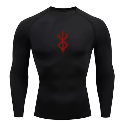 Men's Compression Top Anime Berserk Guts GYM Tshirts Running Fitness Tight Sportswear Breathable Sport Long Sleeve Tee RL0624