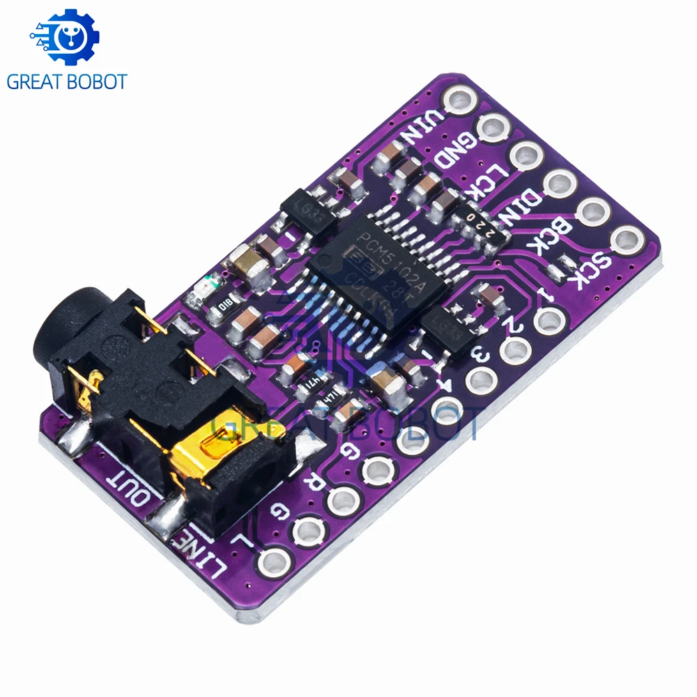 1~10 SZT. Interfejs I2S PCM5102A Dekoder DAC GY-PCM5102 Moduł Odtwarzacza I2S dla Raspberry Pi PHAT Format Board Cyfrowa Płytka Audio — zdjęcie produktu 3