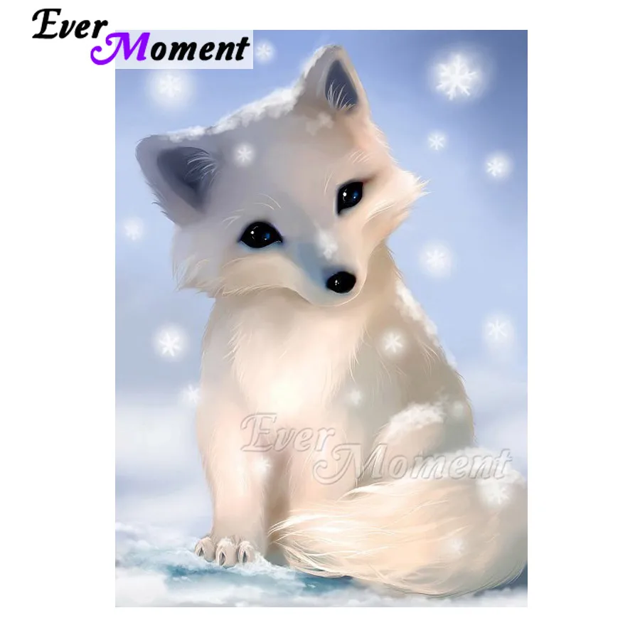 

Алмазная картина Ever Moment, белая лиса, картина со стразами, алмазная вышивка, 5D DIY, полное квадратное украшение на стену ASF1609