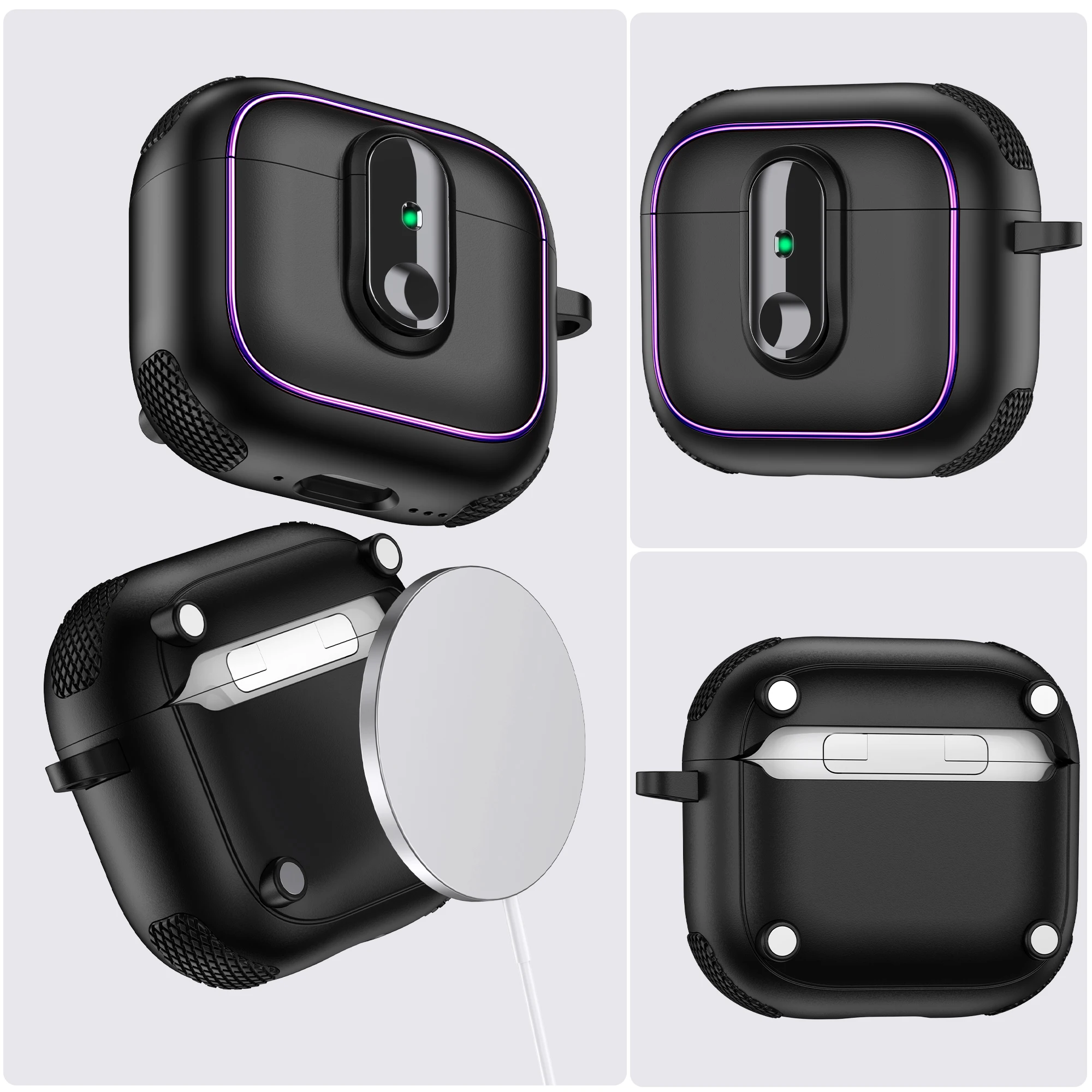 درع قفل سماعة غطاء ل AirPods 4 Pro2 3 2 1 حافظة من البولي يوريثان PC سماعة رأس مقاومة للصدمات Coque ل AirPods Pro 2 2nd 4th Gen