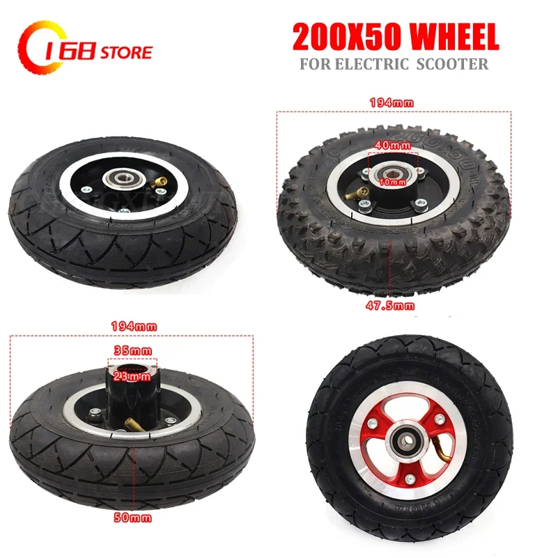 

200*50Electric Scooter Tyre With Wheel Hub8" 200x50 Inflation Electric Vehicle Aluminium Alloy Pneumatic Tire