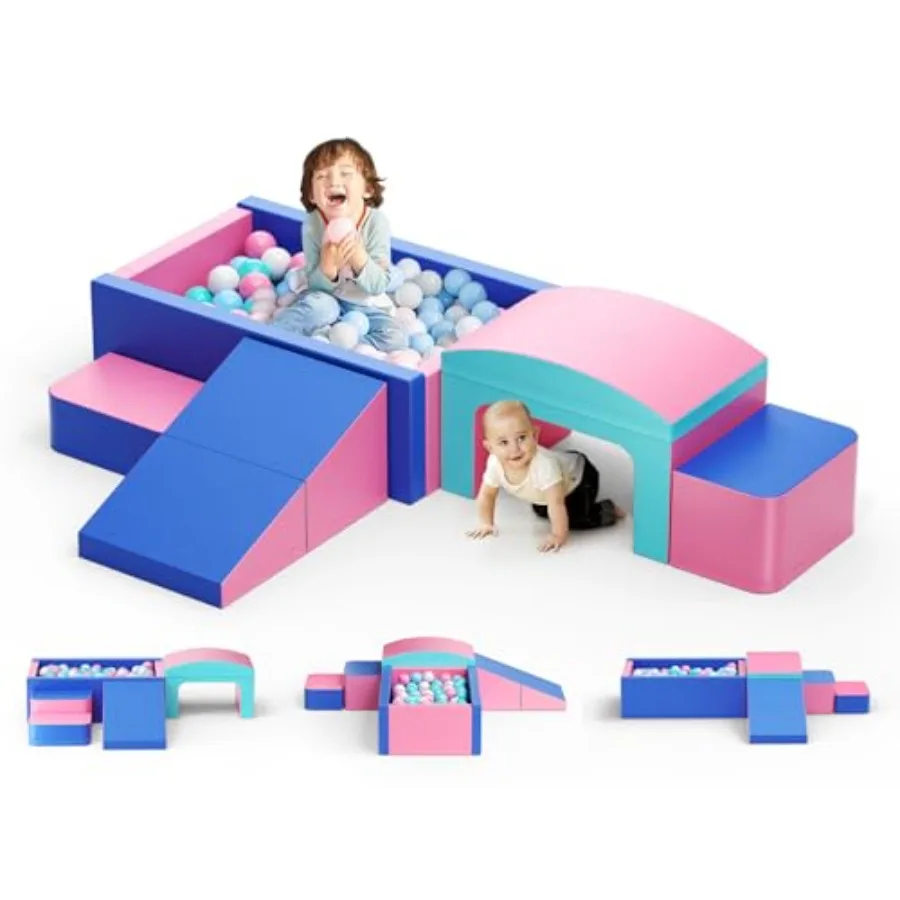 

Пенопластовые альпинистские блоки для малышей, мягкие игровые мячи, игрушки для восхождения в помещении для малышей 1-3 со складным блоком и мягким туннелем P