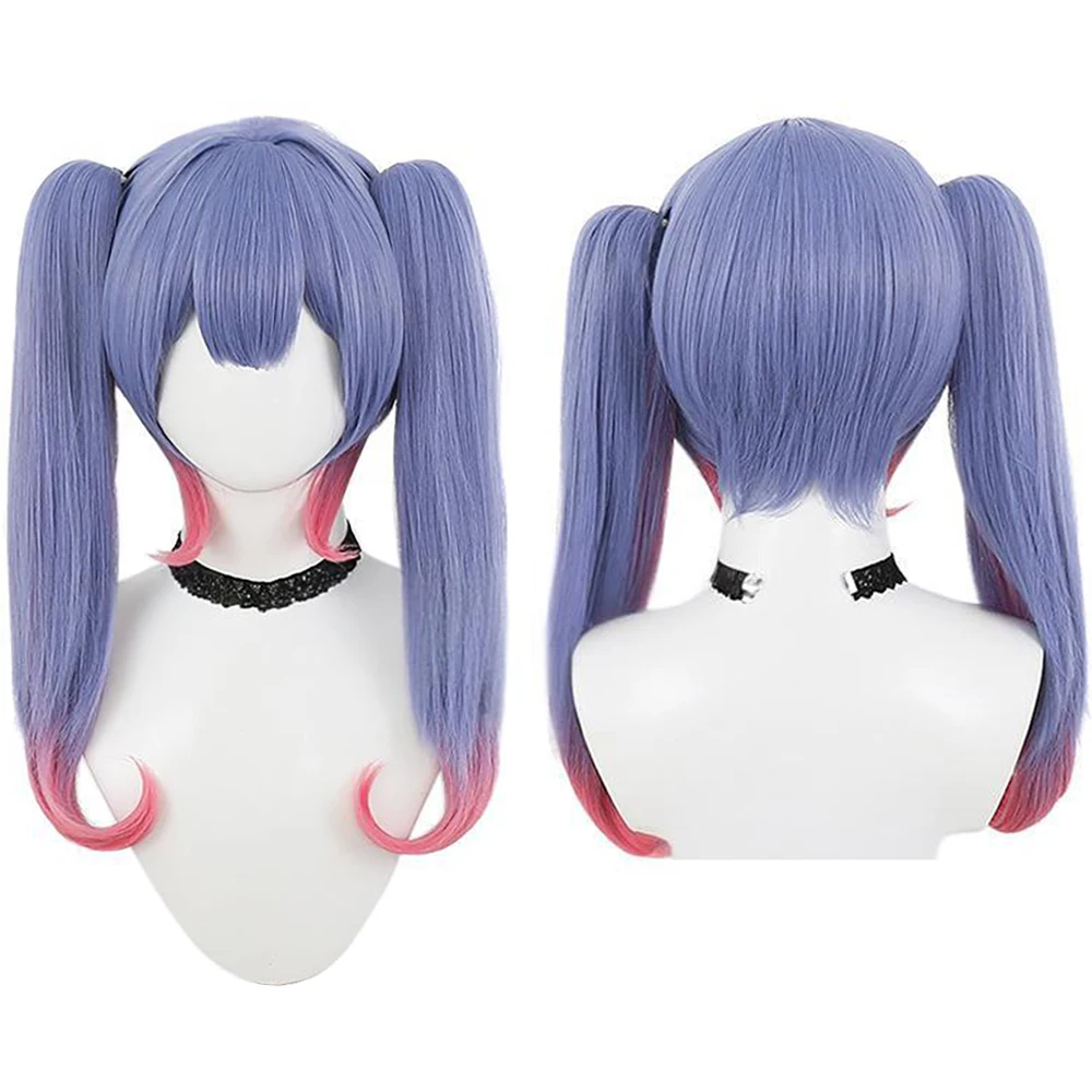 วิกผมคอสเพลย์อนิเมะมิคุ รูปแบบรูกระต่าย คุณภาพสูง ผมสังเคราะห์ไล่เฉดสีฟ้าชมพู แบบถอดได้ หางม้า สำหรับงานฮาโลวีน งานปาร์ตี้ และใช้ในชีวิตประจำวัน