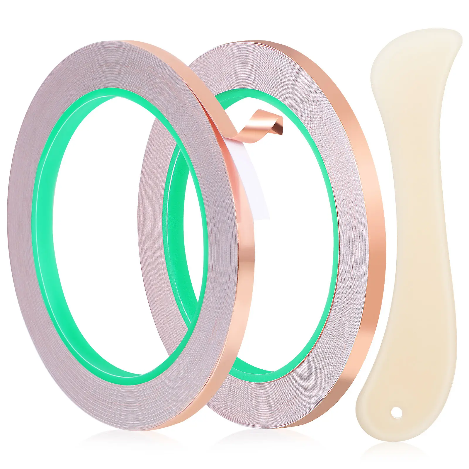 

Набор медной фольгированной ленты 10 м, высокопроводящая самоклеящаяся лента с высокой адгезией для витражей, DIY-проектов, электромонтажных работ, складывания бумаги