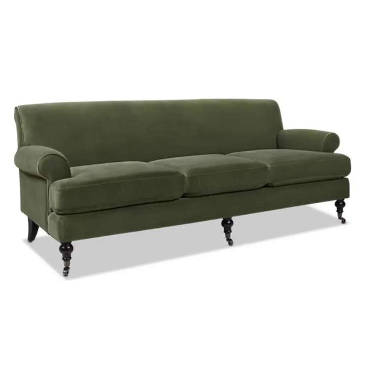 Yjq retro green velvet sofa French medieval light luxury B & B solid wood buckle sofa single double triple