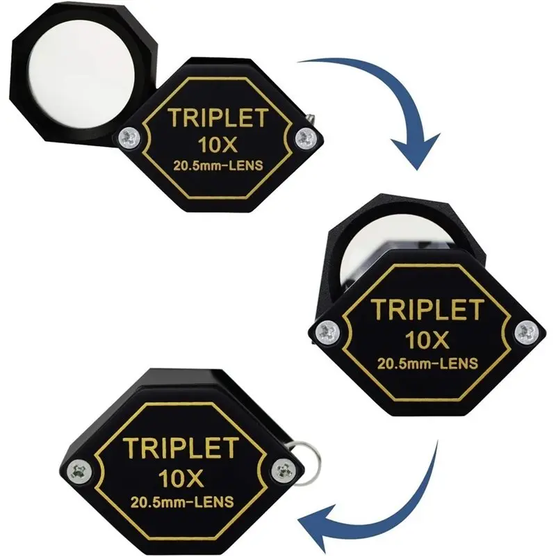B97A-Triplet Lens 10X Magnifier Jewelry Jewel Loupe 20.5Mm Optical Glass Pocket Gem Magnifying Tool For Jeweler, Stamp Philateli