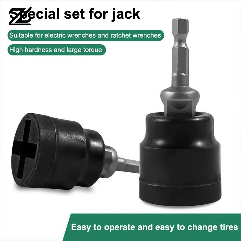 Universal Scissor Car Jack Adapter Rv Stabilizer Jack Drill Adapter Car Disassemble Tool Steel Ball Joint Rod Impact Wrench Tool