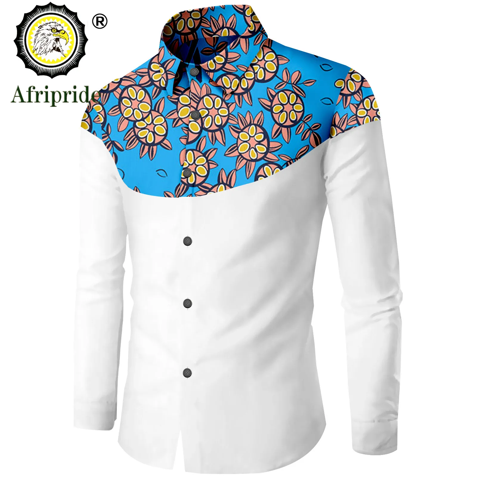 Dashiki-camisa Africana estampada para hombre, camisa de manga larga estilo Ankara, con cuello de diseño de un solo pecho, A2212005