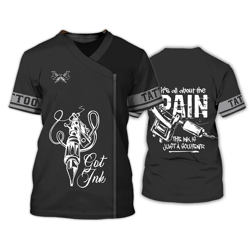 Tattoo Artist Pattern T Shirt For Men Clothing Street Retro O-neck Short Sleeve Men Women T-shirts Uniform Oversized Tops Homme