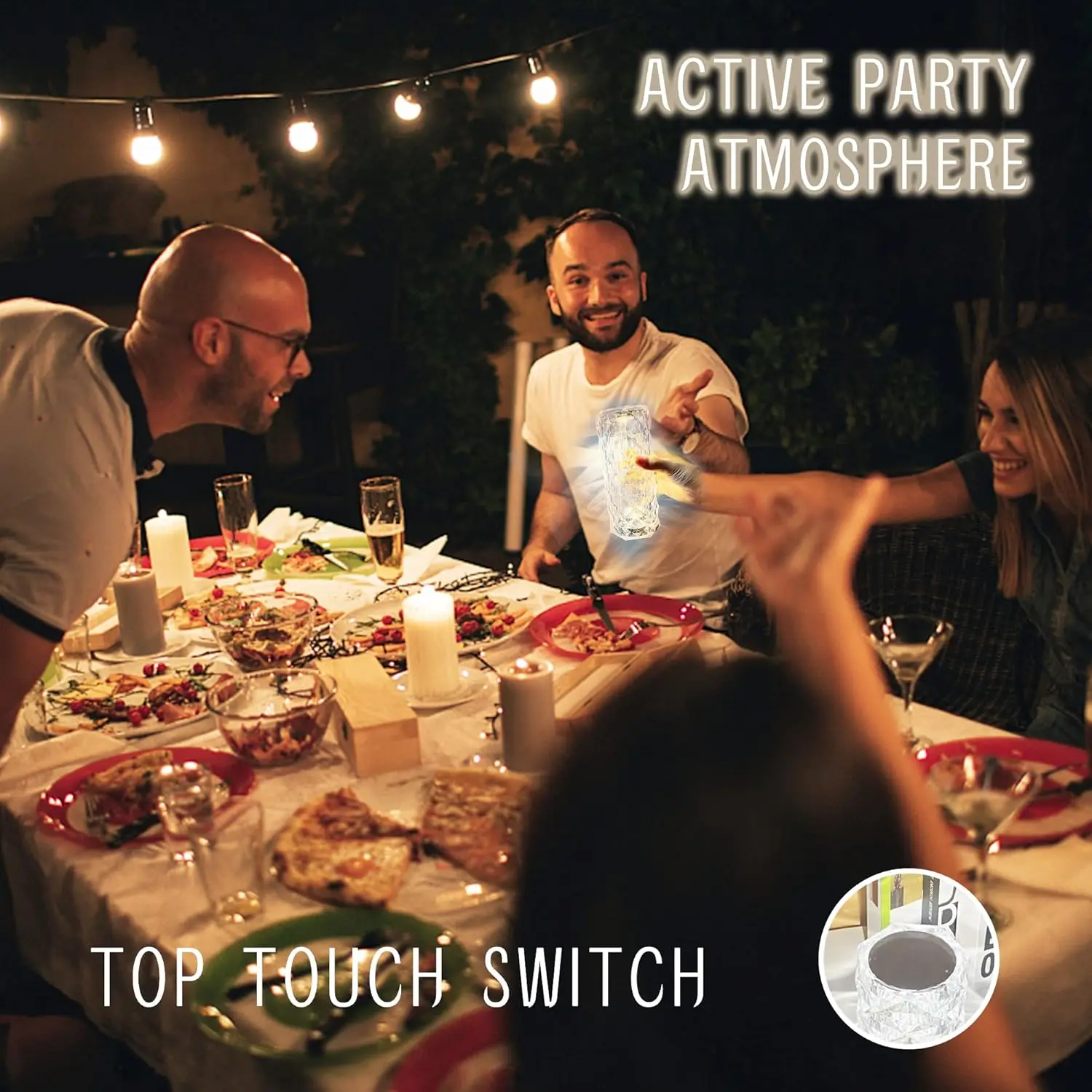 RGB Rose Diamond Touch Table Lamp (2-Pack) Color Changing Night Light for Bedroom, Living Room, Party Decor with Remote