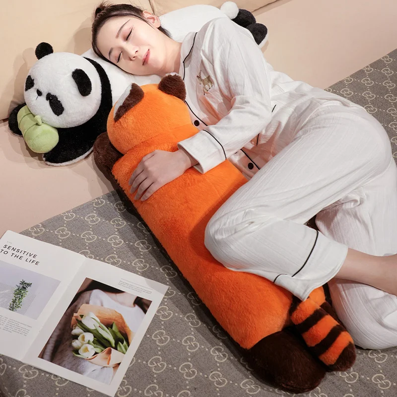 Kawaii Panda Red Panda หมอนยาวนุ่ม Soothing Huggable หมอนกลับหมอน Nice Sleeping Companion ตกแต่งห้องน่ารัก