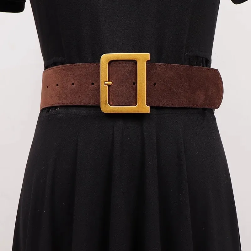 Women's Fashion Faux Suede PU Leather Cummerbunds Female Dress Corsets Waistband Belts Decoration Wide Belt R1884