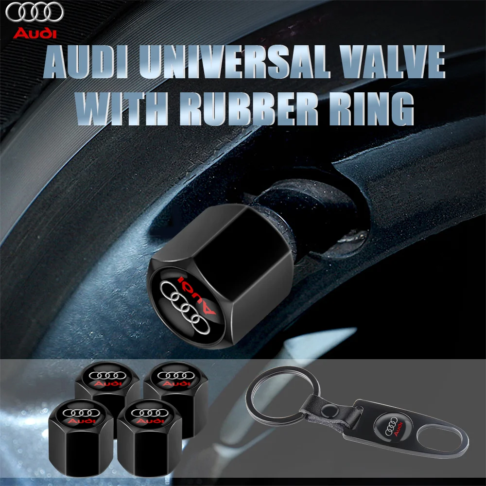 Auto Accessories 3D Metal Car Wheel Tire Valve Stem Caps Key Chain For Audi A5 A6 C6 C5 A1 A7 A8 Q2 Q3 S3 A4 B5 B6 A3 8P 8V 8L