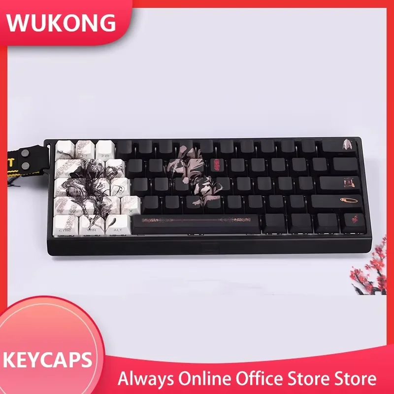 

Черная миф Wukong 130key PBT кейкап полностью пятисторонняя Сублимация боковая резьба механическая клавиатура аксессуар индивидуальные подарки мужчинам