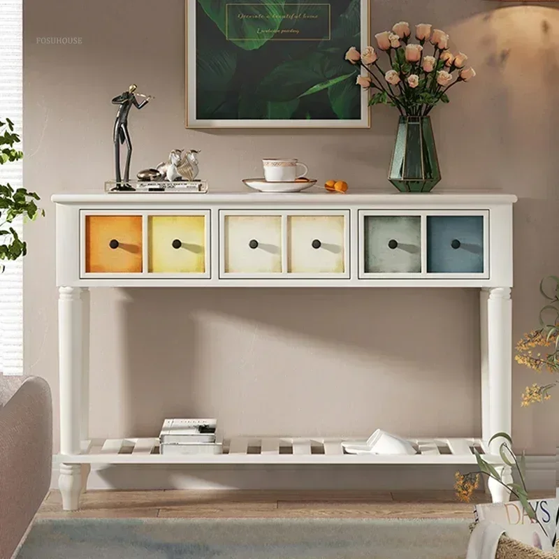 HHhot Sale Living Room Poplar Partition Storage Tables Rectangular Console Table Creative Picture Console Tables For Balcony