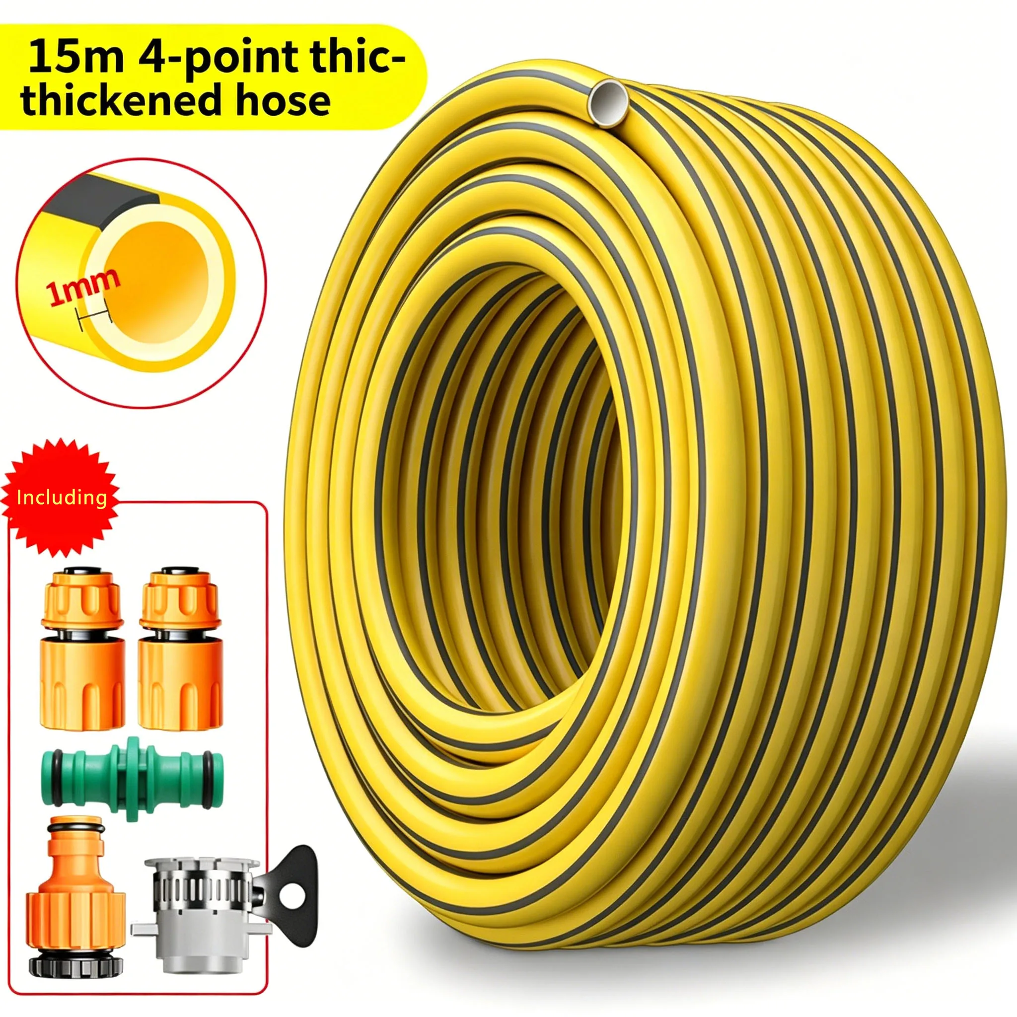 5/10/20m Heavy-Duty Rubber Garden Hose - Scratch & Wear Resistant, Leak-Proof, All-Season for Home, Balcony & Car Washing TY0339