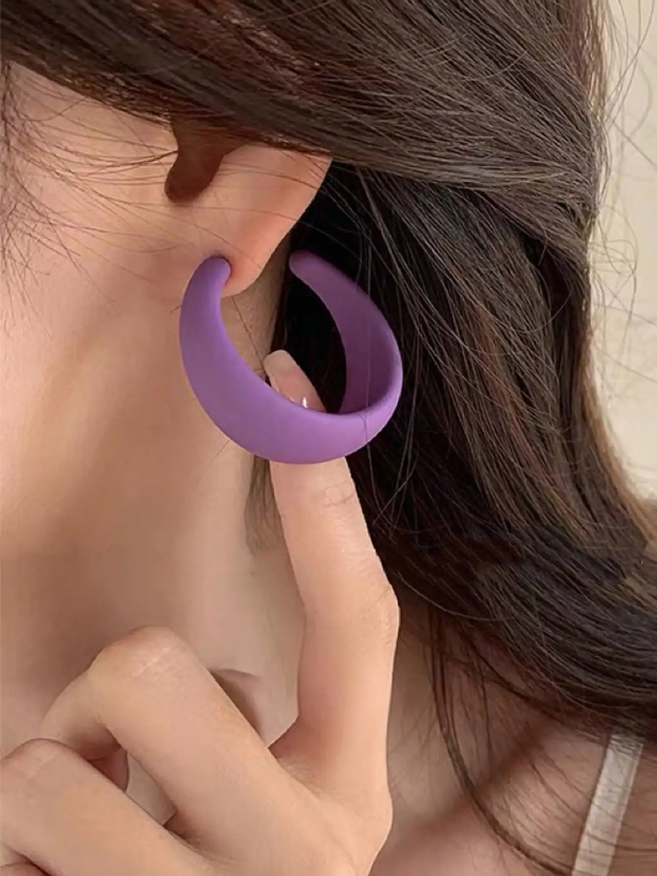 Classic Minimalist Multi-color C-shaped Wide Earrings Women Daily Fashion Jewelry Festival Party Gifts