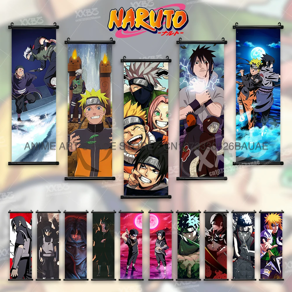 Uzumaki Naruto Behänge Gemälde Uchiha Sasuke Home Decor Wand Hatake Kakashi Schriftrollen Bilder Kunst Hyuuga Hinata Anime Poster – Detail 2
