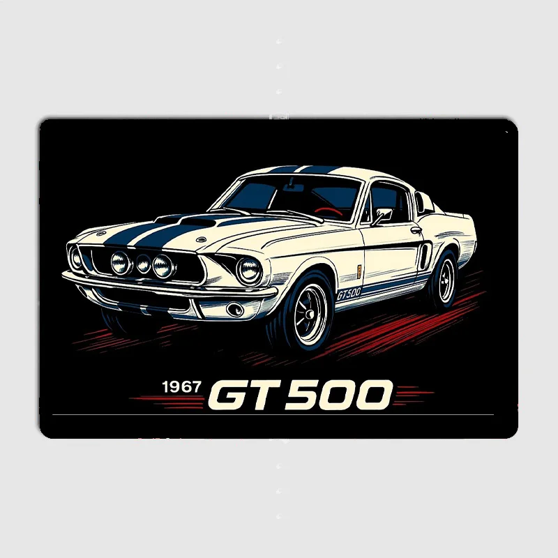 1967 Mustang Shelby GT500 Fastback Classic Car Metal Sign Poster Garage Living Room Decoration Car Club Tin Home Decor