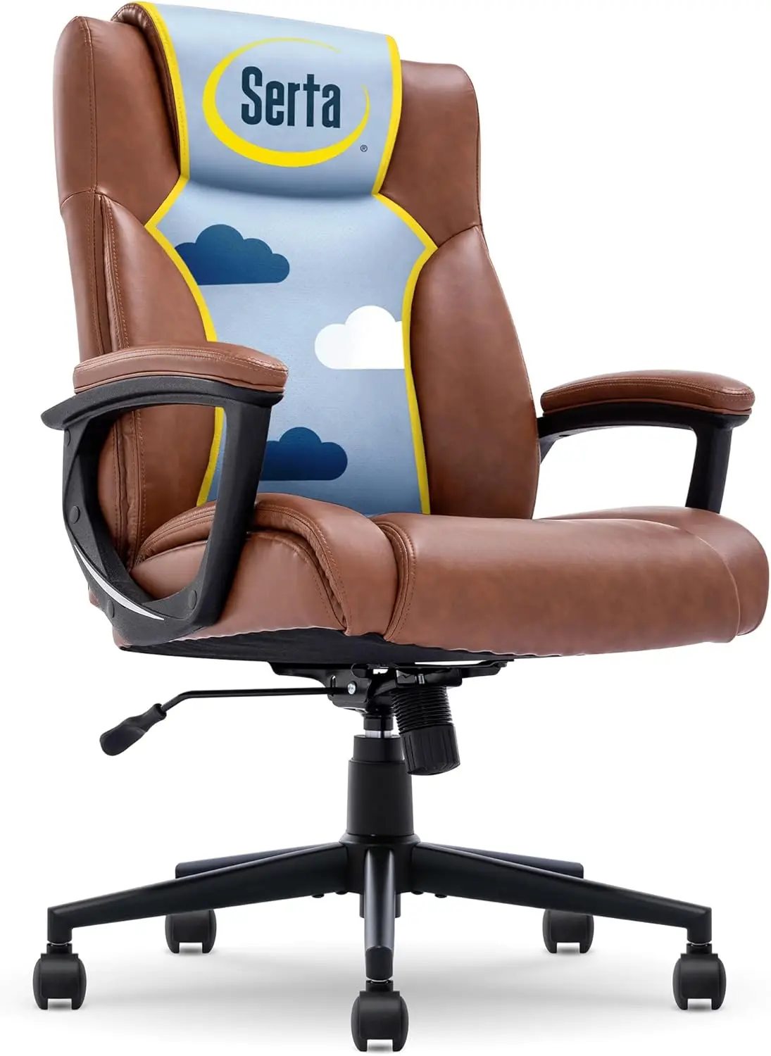 

Office Chair, Ergonomic Computer Chair with Layered Body Pillows,Contoured Lumbar, Adjustable Seat Height, Bonded Leather,Cognac