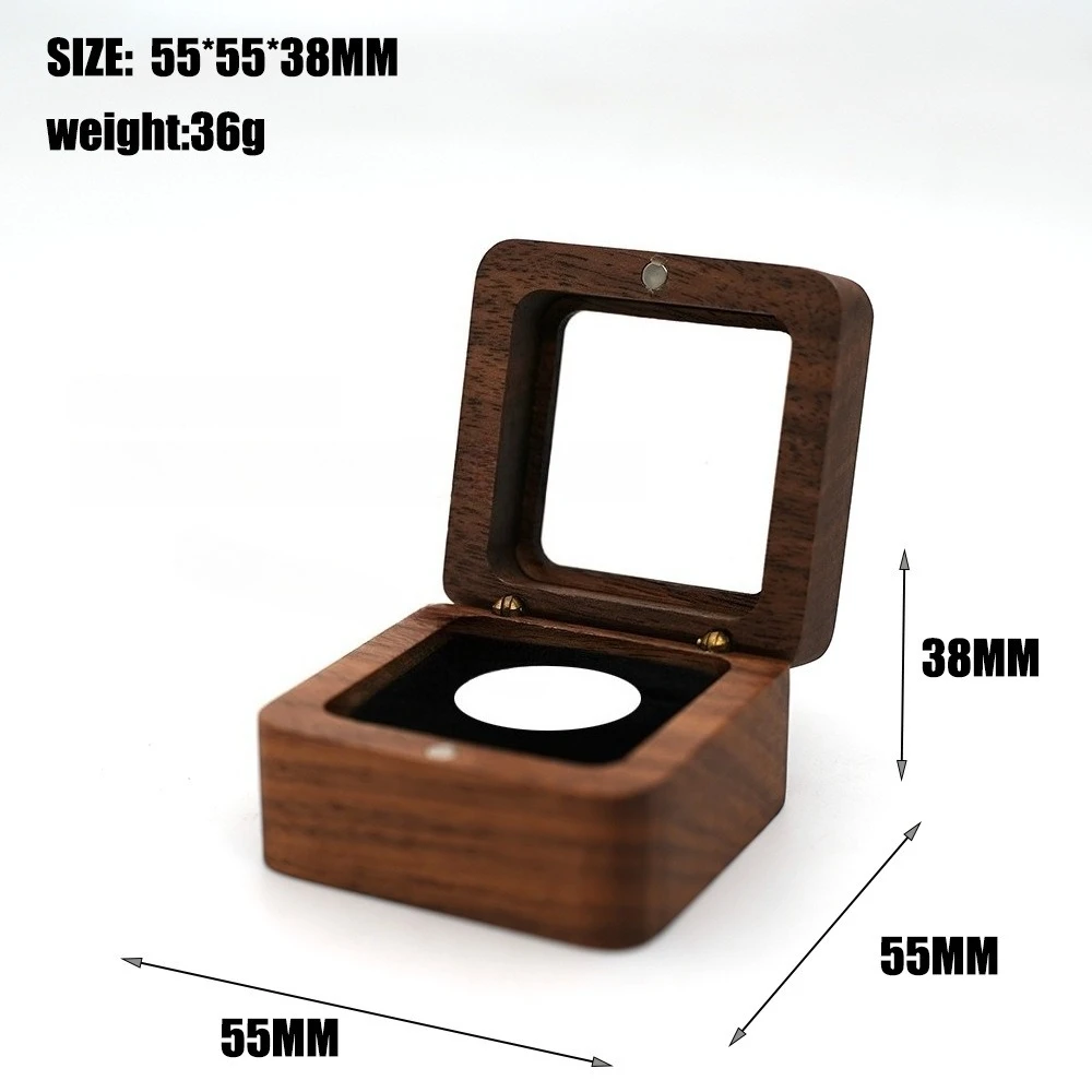Picture 7: Black Walnut Solid Wood Commemorative Coin Badge Box Brooch Organization Coin Badge Packaging Wooden Box