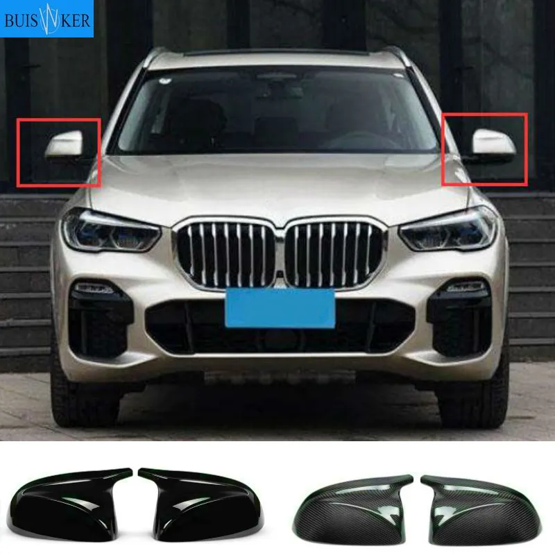 

Carbon Fiber Side Mirror Cover Cap For BMW X3 G01 2018 2019 X4 G02 X5 G05 X7 G07 horn Wing Rearview Case Shell Cover Replacement