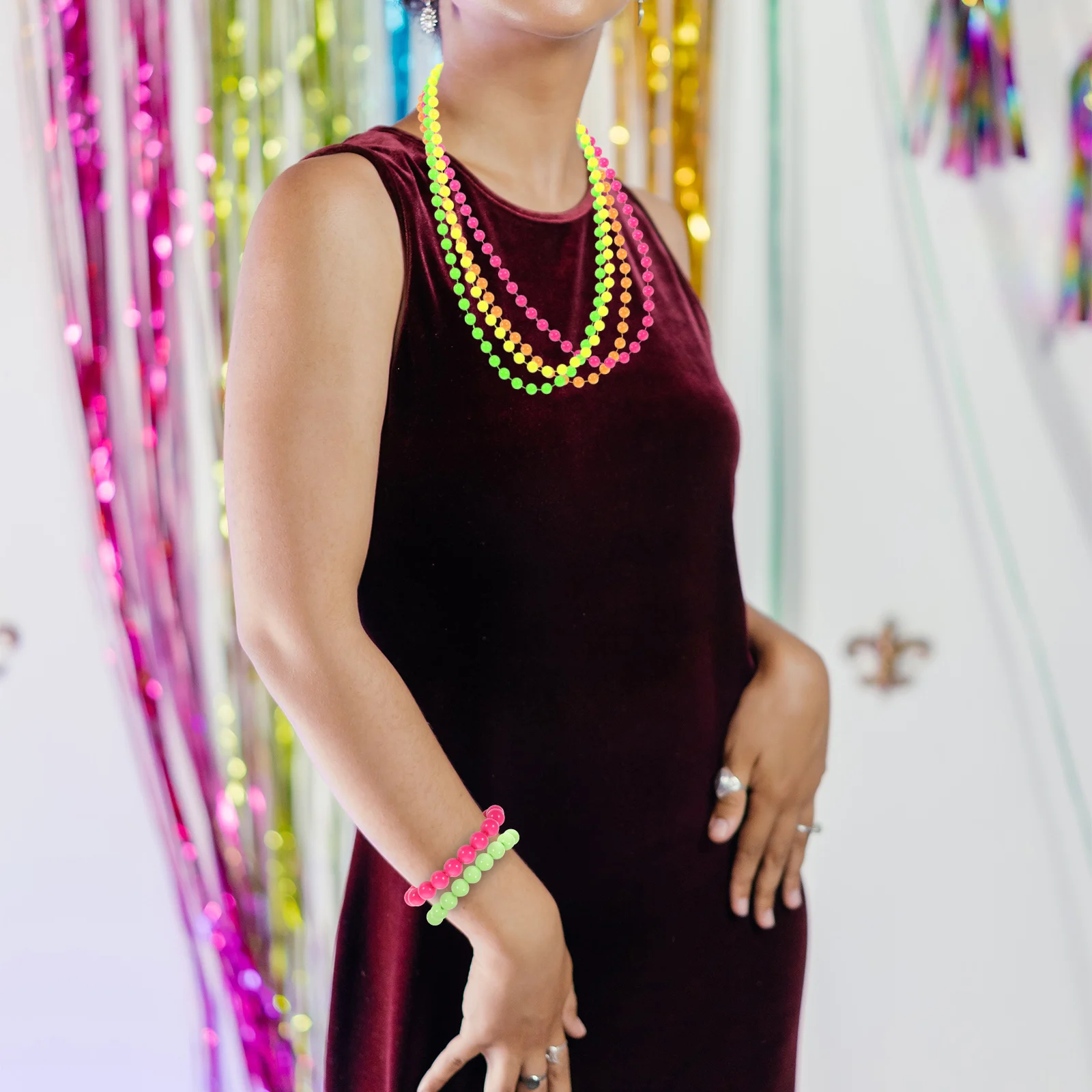 

party bead necklace colorful bead necklace bead necklace for party plastic neon necklace neon bead bracelets