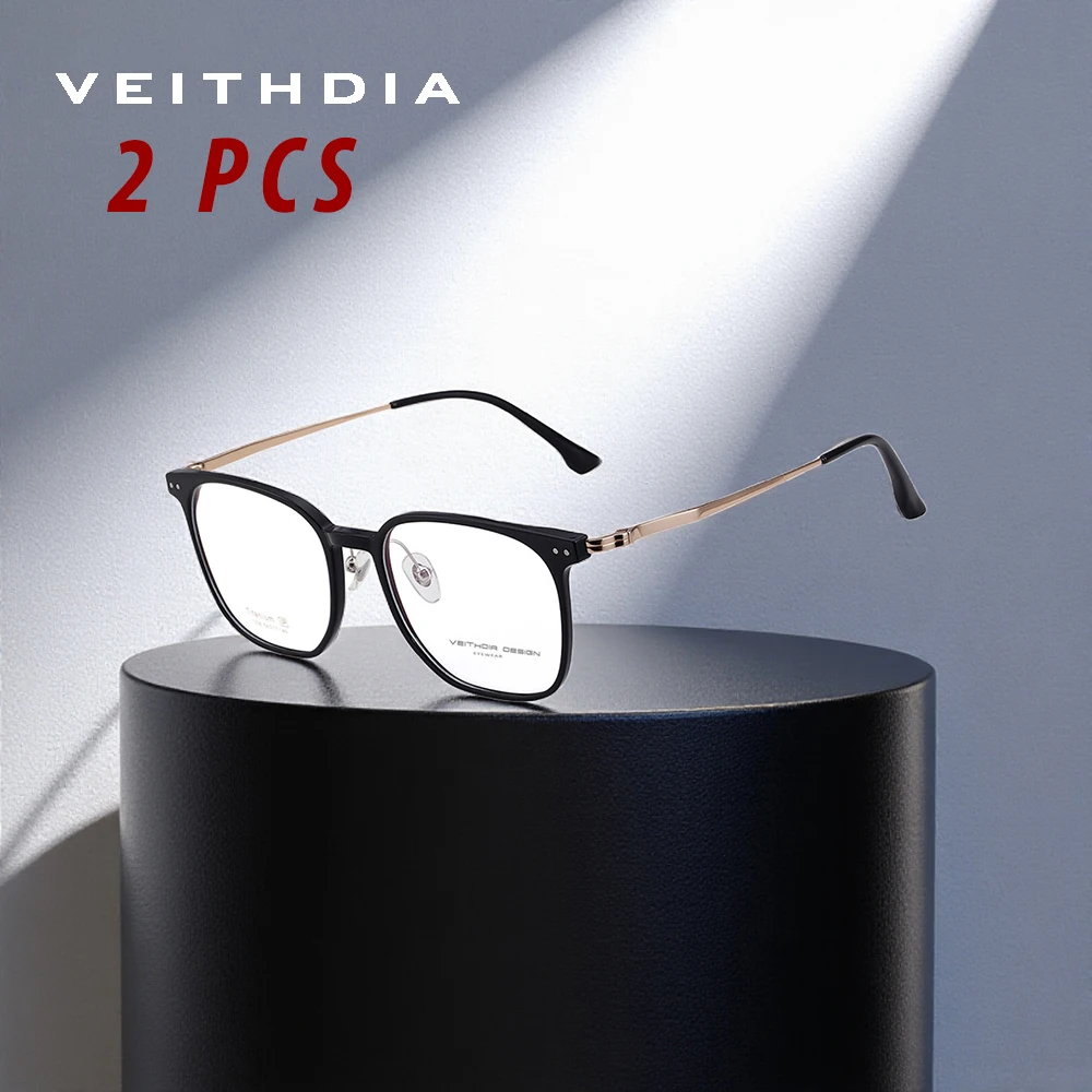 

Очки для чтения VEITHDIA, 2 шт., классический стиль, титановая оправа, ретро, оптические, с защитой от синего света, для мужчин и женщин, модель VF7306D