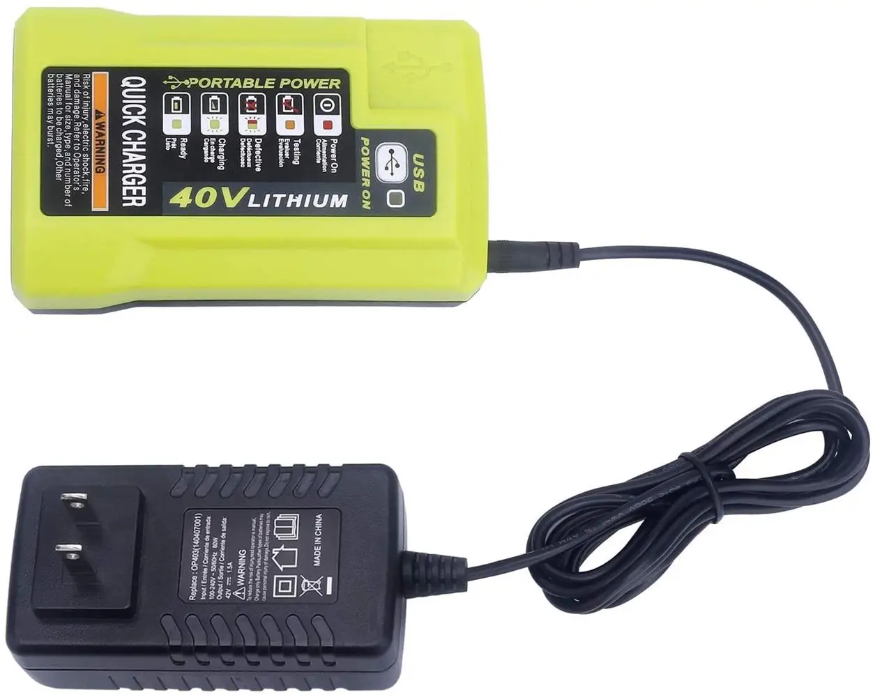 40V Lithium-ion Battery Charger for RYOBI OP403 Power Tool Charger With USB