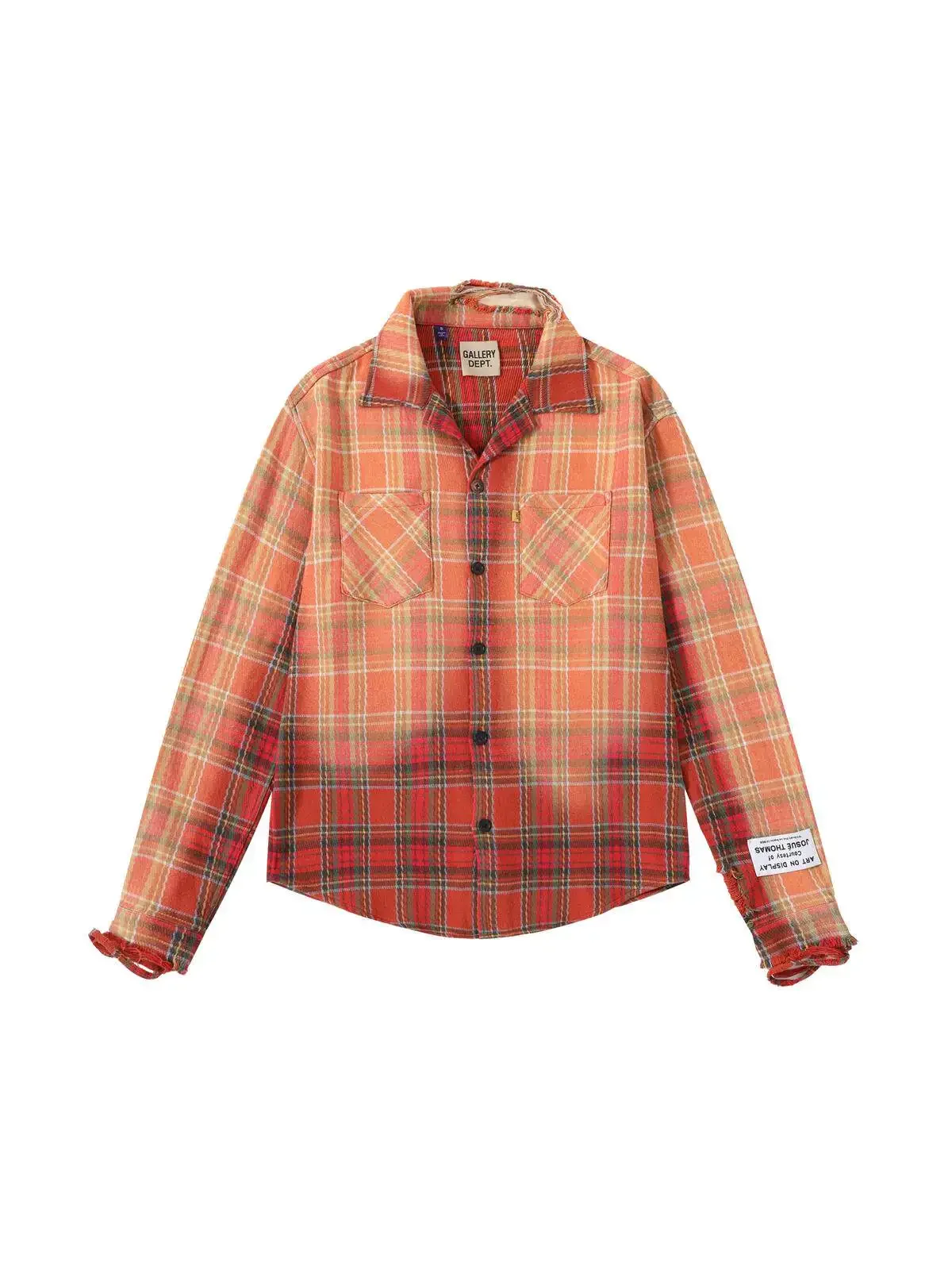 Gallery Dept Wash Destroy High Street Vintage Orange Checked Shirt Jacket