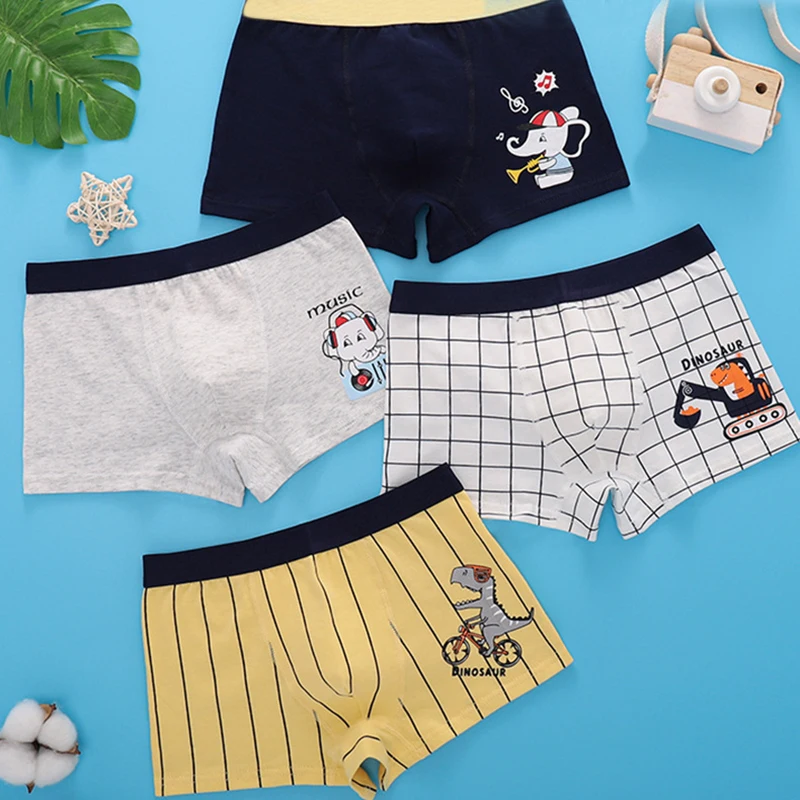 4Pcs/Lot Boy Cotton Briefs Cartoon Pattern Baby Boy Underwear Size S-XXXL Children Soft Underpants Briefs