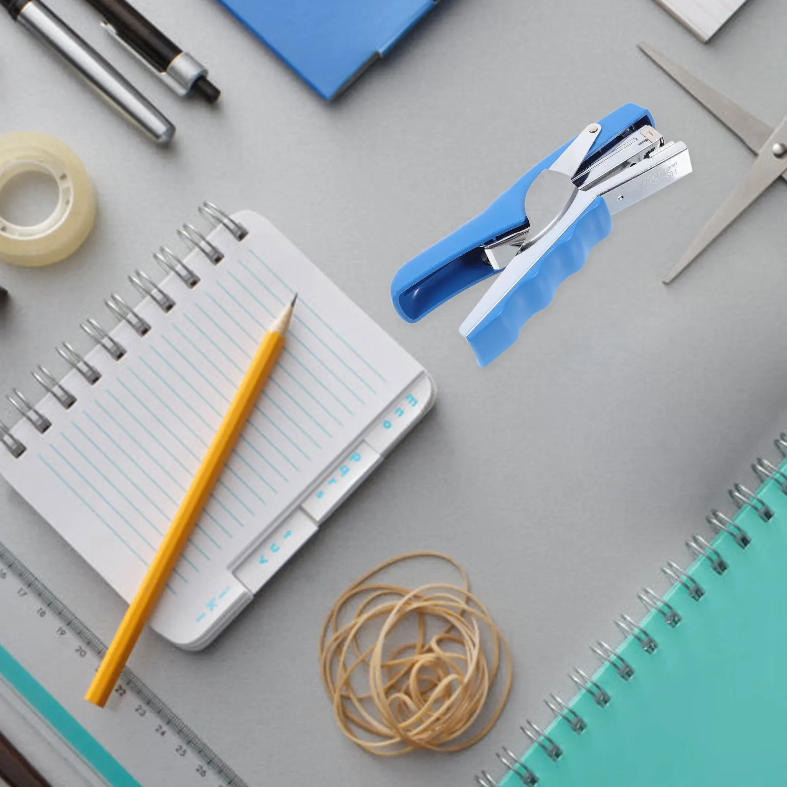 

Portable Blue Handheld Stapler Ergonomic Design Multi-Use Office School Document Stapler Heavy Duty Files Stapling Tool Desk