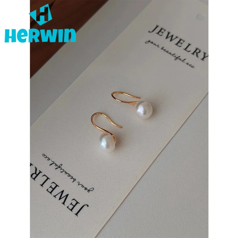 NEW ​ Full Body S925 Pure Silver Plated With 18K Real Gold | Natural Freshwater Pearl Earrings 100756