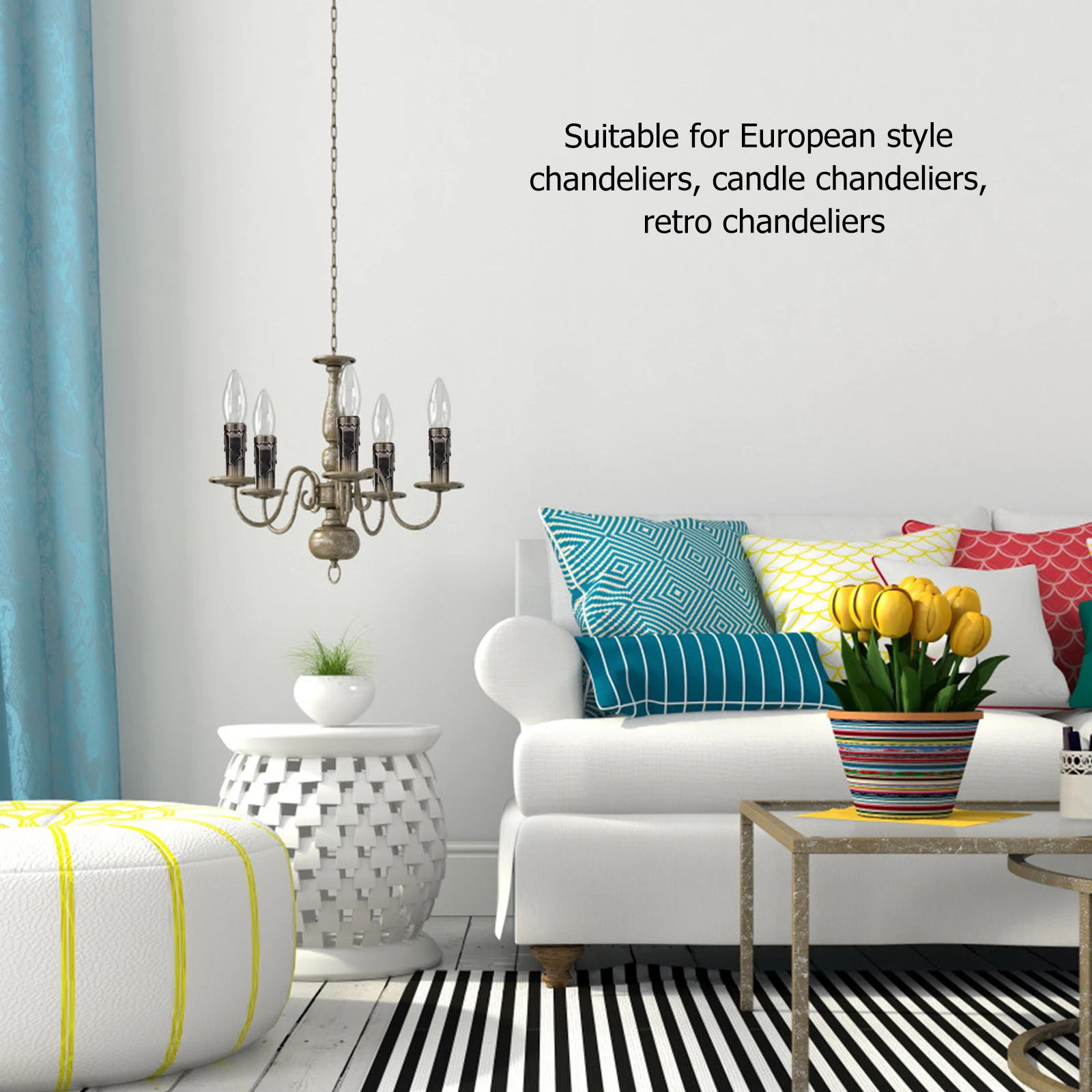 6pcs European Crystal Chandelier Sleeves Iron Lamp Holder Tube Reusable Retro Style LED Lighting Accessories