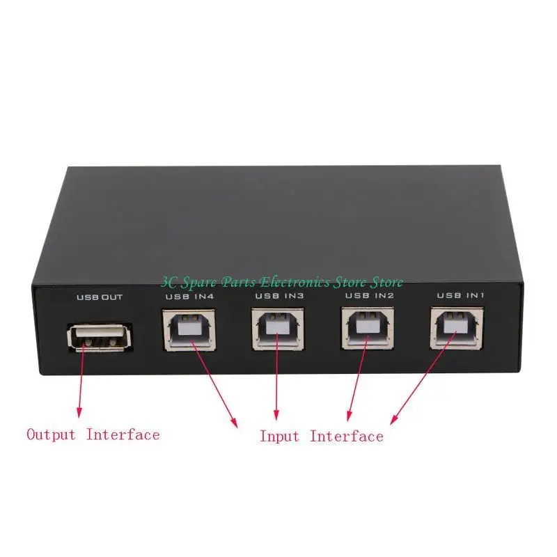 SZ USB 2.0 Manual Sharing Switch Printer Sharing Device 4 in 1 Out Switch Box