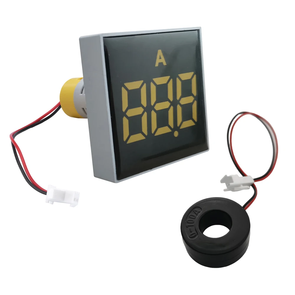 50MM Square LED Digital Ammeter Power Supply Signal Indicator 0-100A Ampere Current Voltage LED Signal Light Indicator