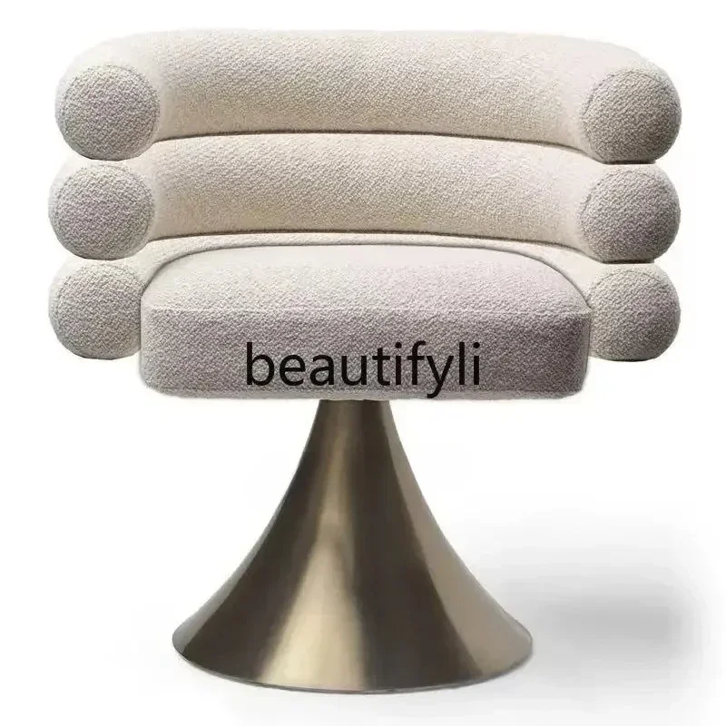 LXItalian light luxury stainless steel, Nordic fashion metal horn high chair, modern home rotating back chairSSS