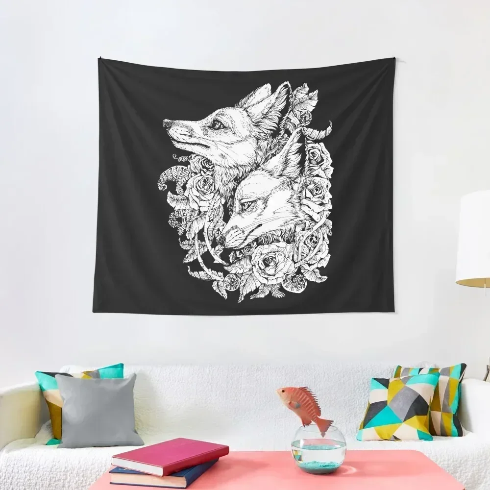 Fox Bloom - Black and White Tapestry Christmas Decoration House Decoration Tapestry