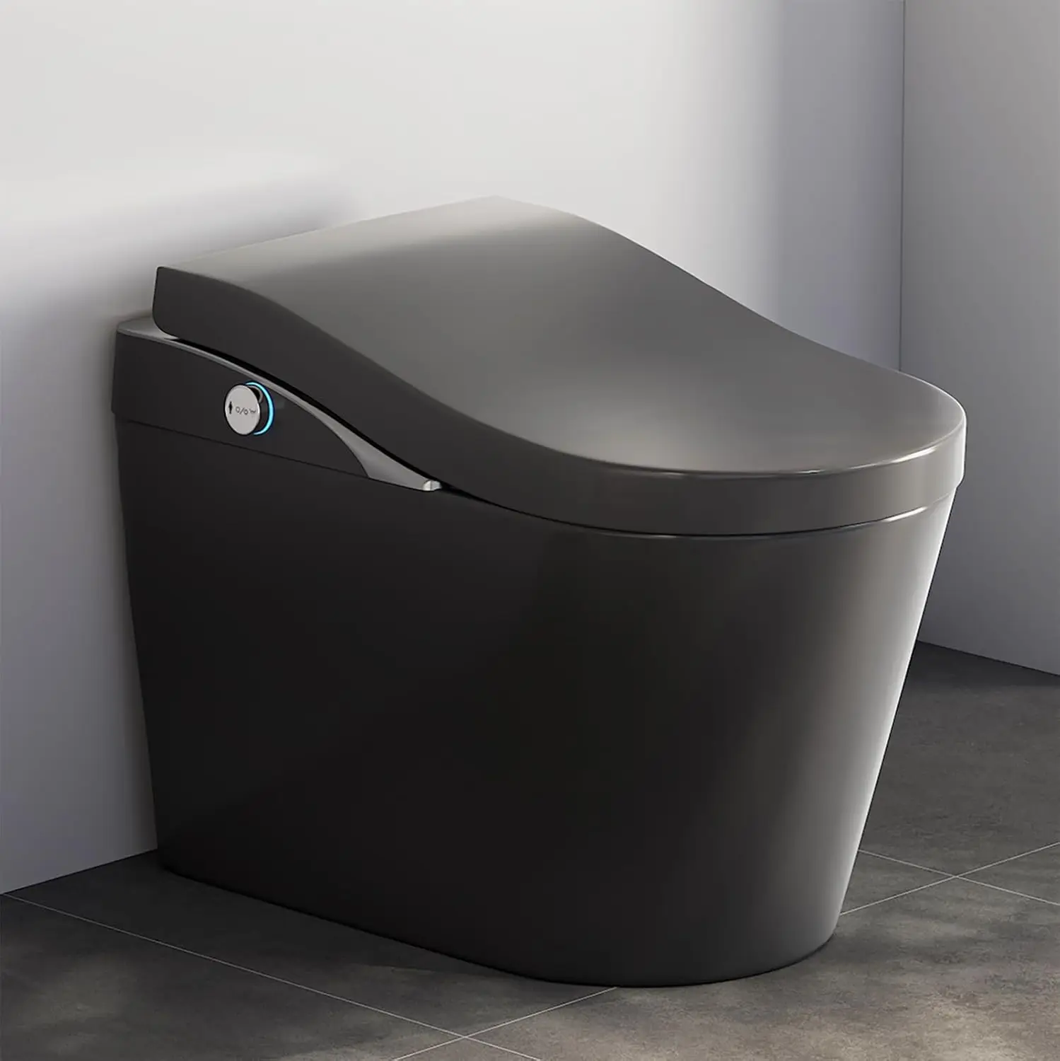 

Modern Smart Toilet with Bidet, One-Piece Elongated, Porcelain, Auto Flush, Heated Seat, Warm Air Drying, 27 x 16 x, Customized