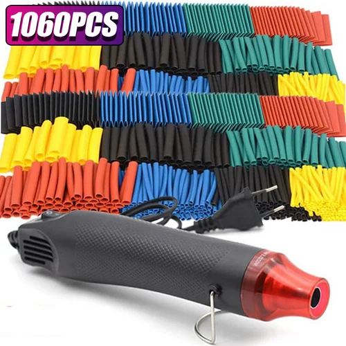 127/530/1060 Uds kit de tubos termorretráctiles 2:1 envoltura retráctil Cable conectar cubierta Cable reparación protección pistola de aire caliente