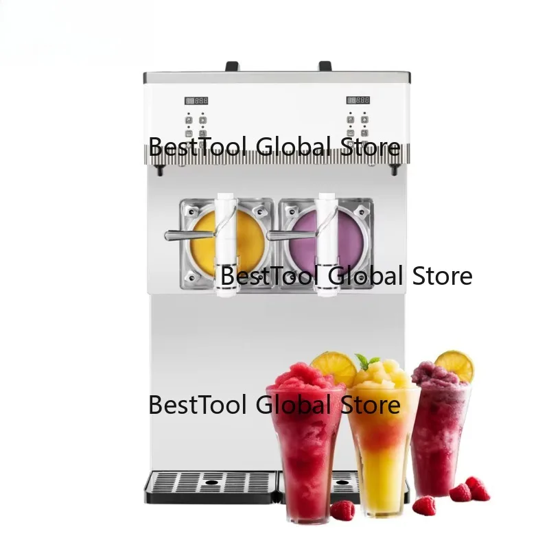 60L/H Fast Cooling Slushie Frozen Drink Machine Double Tanks Milkshake Mlik Shake Smoo--thie Maker