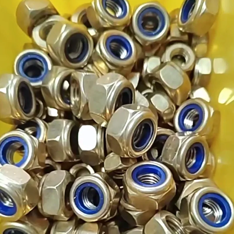 1/2/5/10pcs Hex Nyloc Nuts M4 M5 M6 M8 M10 M12 Brass Nylock Nylon Insert Lock Locking Nut